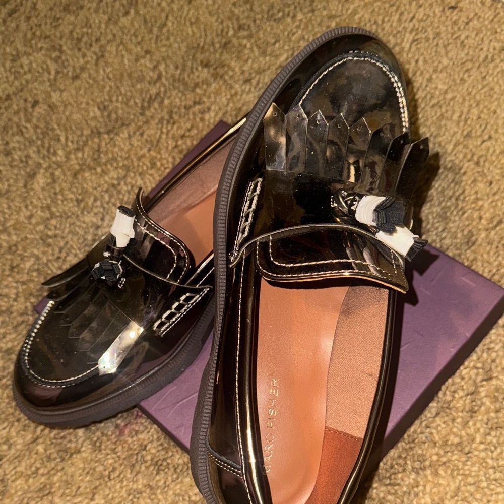 Marc Fisher Black Patent Leather Loafers